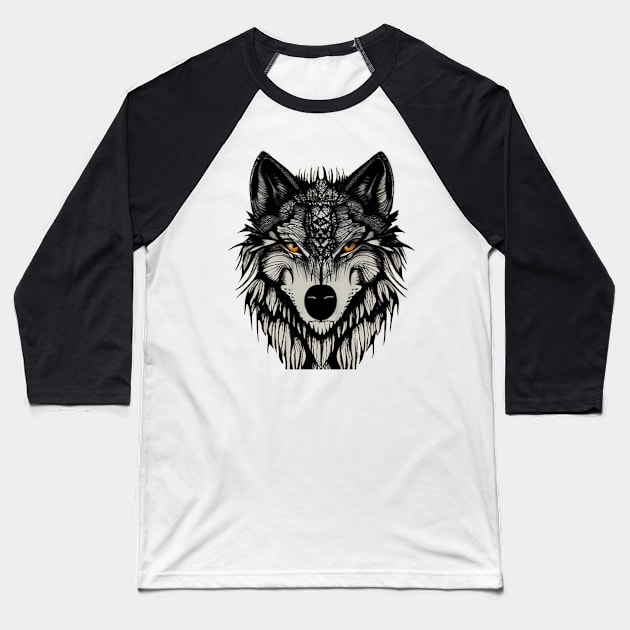 Grayscale wolf Baseball T-Shirt by Visualityofai